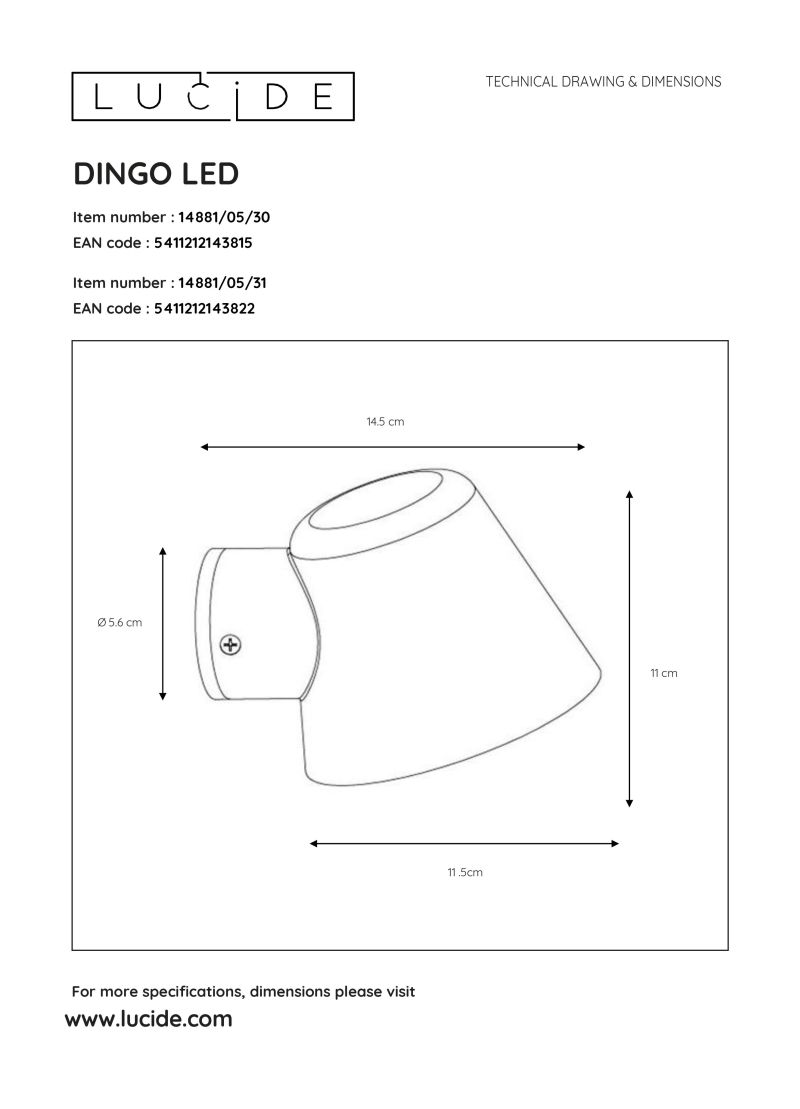 DINGO - Nástenné svietidlo - LED GU10/4.5W IP44 - Biela